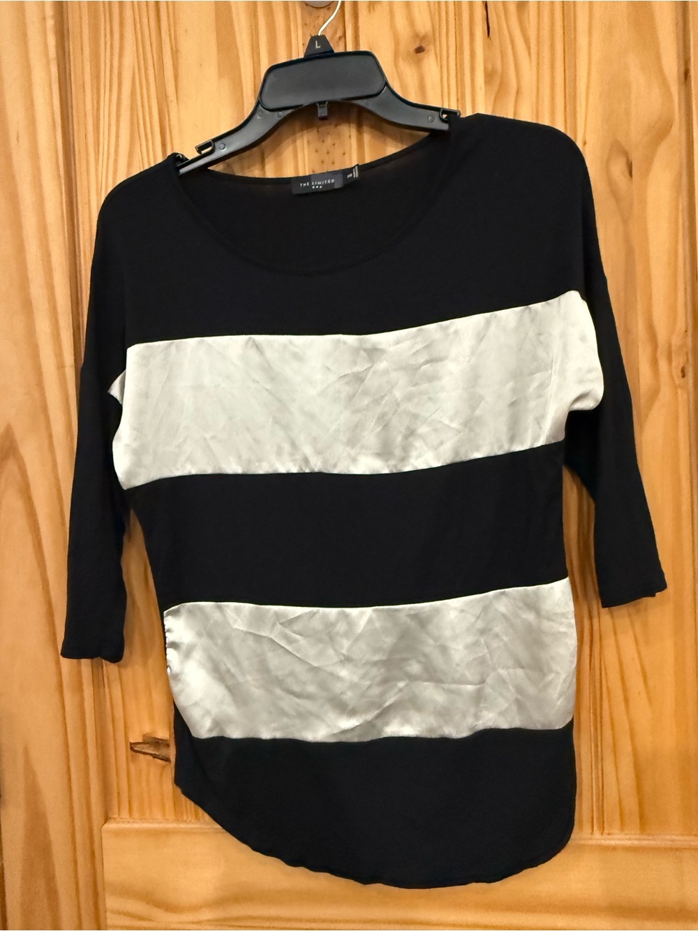 The Limited Black Top with Cream Satin Stripes